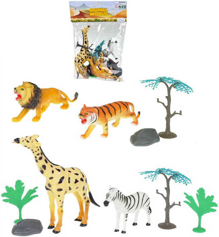 Zvieratká safari 10-16cm set 4ks s doplnkami