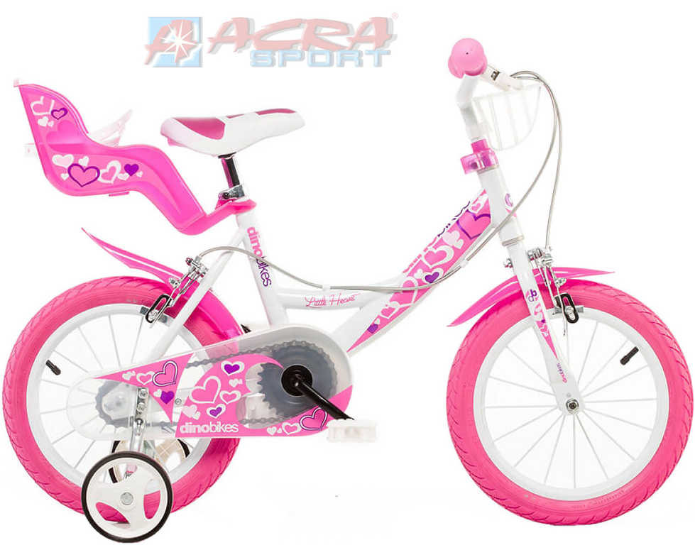 ACRA DINO 144RN biely+ružová potlač 14" 2017 detský bicykel