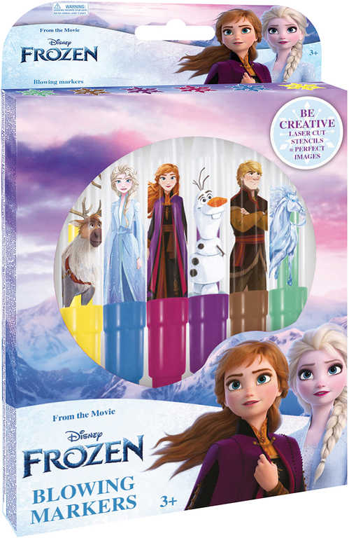 JIRI MODELS Fixy foukací 6ks Ledové Království (Frozen) set se 4 šablonami