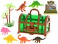 Dinosaurus 5,5-6,5cm herní set zvířátko s vegetací v truhle plast
