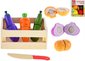 DŘEVO Baby krájecí ovoce / zelenina na suchý zip set s nožíkem a bedýnkou