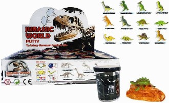 Sliz zábavná hmota dinosaurus v plastovém barelu 6cm různé druhy