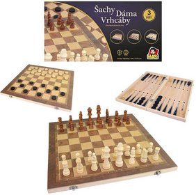 DŘEVO Hra šachy dáma backgamon 3v1 *SPOLEČENSKÉ HRY*