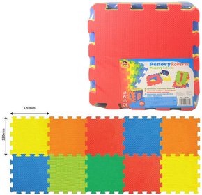 Baby puzzle pěnové soft barevné set 10ks měkké bloky 32x32cm na zem