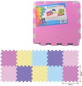 Baby puzzle soft pěnové barevné set 10ks měkké bloky 32x32cm na zem