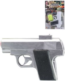 Pistole na kuličky stříbrná 13cm policejní kuličkovka set s náboji plast