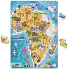 Puzzle deskové skládačka zvířata Afriky 53 dílků v rámečku 21x30cm