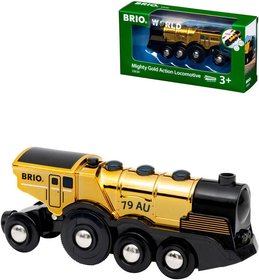 BRIO Mohutn zlat akn lokomotiva 14cm voln chod / na baterie Svtlo Zvuk