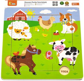 DŘEVO Baby puzzle na desce domácí zvířata 9 dílků *DŘEVĚNÉ HRAČKY*