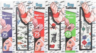 Tetování klučičí pirátské 75 tetovaček pro děti 3 druhy