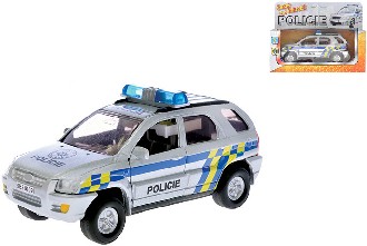 Auto policie 13cm zpětný nátah PB CZ mluvící Světlo Zvuk Kov