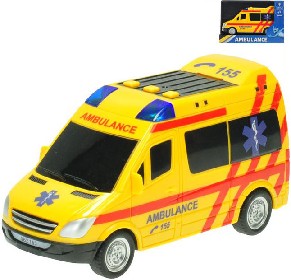 Auto ambulance 18cm sanitka na baterie na setrvank Svtlo Zvuk v krabici