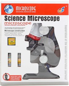 Mikroskop dětský vědecký 20cm na baterie set s doplňky v krabici Světlo
