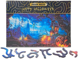 PUZZLE Happy Halloween Dov zahrada 75x50cm 468 dlk skldaka v krabici