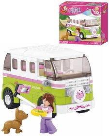 SLUBAN Stavebnice GIRLS Výletní mikrobus set 158 dílků + 1 figurka plast