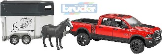 BRUDER 02501 (2501) Set auto terénní džíp RAM s přepravníkem a koněm model 1:16