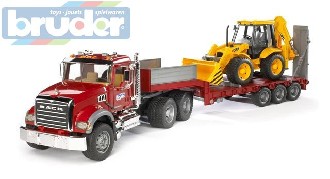 BRUDER 02813 (2813) Nkladn auto MACK Granit - nvs + traktor JCB