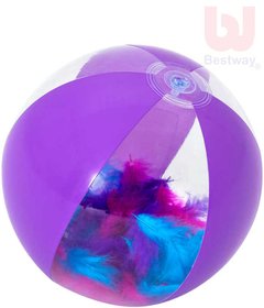 BESTWAY Baby míč nafukovací 41cm balon fialový s barevným peřím
