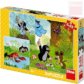 DINO Puzzle 3x55 dílků Krtek a kalhotky (Krteček) 18x18cm skládačka 3v1