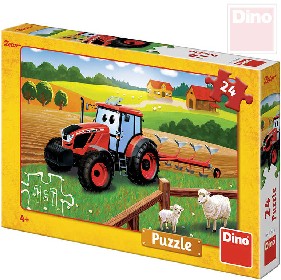 DINO Puzzle 24 dlk Traktor Zetor orba na poli 26x18cm skldaka v krabici