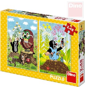 DINO Puzzle 2x48 dlk Krtek na mtin (Krteek) 18x26,5cm skldaka 2v1