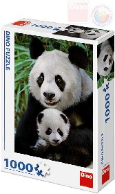 DINO Puzzle 1000 dílků Pandí rodina 47x66cm skládačka v krabici