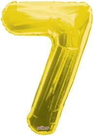 Party balonek nafukovací 86cm Číslice 7 zlatý velký foliový vzduch i helium