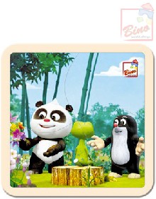 BINO DŘEVO Puzzle (Krteček) Krtek a Panda v lese 4 dílky