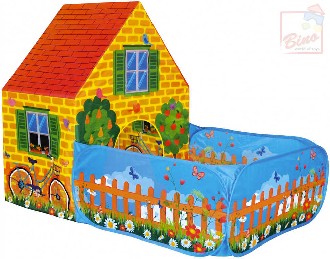 BINO Stan dětský malovaný domeček se zahradou 150x110x90cm