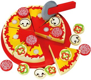 BINO DŘEVO Pizza krájecí set s nožíkem na suchý zip 32 dílků