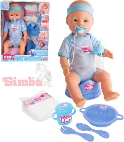 SIMBA New Born Baby panenka miminko chlapeek 43cm pije r set s doplky