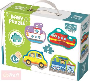 TREFL Baby puzzle Dopravní prostředky velké dílky 4v1 set 8 dílků pro miminko