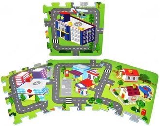 Baby puzzle pěnové soft Město set 9ks měkké bloky 32x32cm na zem
