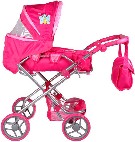 Kočárek Boncare K3 pro panenku miminko růžový s motýlkem trojkombinace