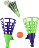 Hra Catch Ball 27cm set 2 košíky vystřelovací s míčkem zeleno-modrá plast