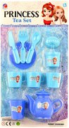 Sada dětské plastové nádobí modré pro princezny na kartě