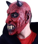 KARNEVAL Maska celoobličejová čert s ušima latex KARNEVALOVÝ DOPLNĚK