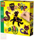 SES CREATIVE Obrázky škrabací zvířátka 6ks kreativní set s doplňky v krabici