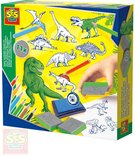 SES CREATIVE Razítka dětská dinosauři kreativní set 11ks s pastelkami