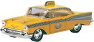 Auto Taxi oranžové Chevrolet bel Air 1957 11cm model zpětný chod kov