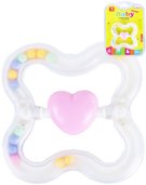 Chrastítko baby srdce s kuličkami pastelové transparentní pro miminko plast
