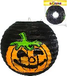 Lampión kulatý černý Halloween dýně papírový vyztužený 25cm na svíčku