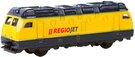 Vlak lokomotiva žlutá kovová RegioJet 9cm volný chod doplněk k vláčku