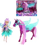 Sparkle Girlz Set koník jednorožec + panenka motýlí víla na baterie Světlo