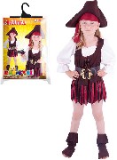 KARNEVAL Šaty Pirátka s kloboukem a doplňky vel.M (116-128 cm) 6-8 let KOSTÝM