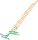 DŘEVO Dětské nářadí pracovní 80cm zahradní hrábě 8 kolíků 2 barvy kov