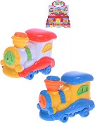 Baby lokomotiva 12cm na setrvačník na baterie 2 barvy Světlo Zvuk