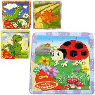 DŘEVO Puzzle 15x15cm zvířátka v rámečku 6 druhů 12 dílků