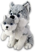 PLYŠ Pes Husky 20cm s mládětem *PLYŠOVÉ HRAČKY*