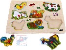 WOODY DŘEVO Puzzle muzikální skládačka domácí zvířátka Zvuk